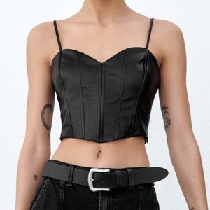Zara Black Faux Leather Corset - XL